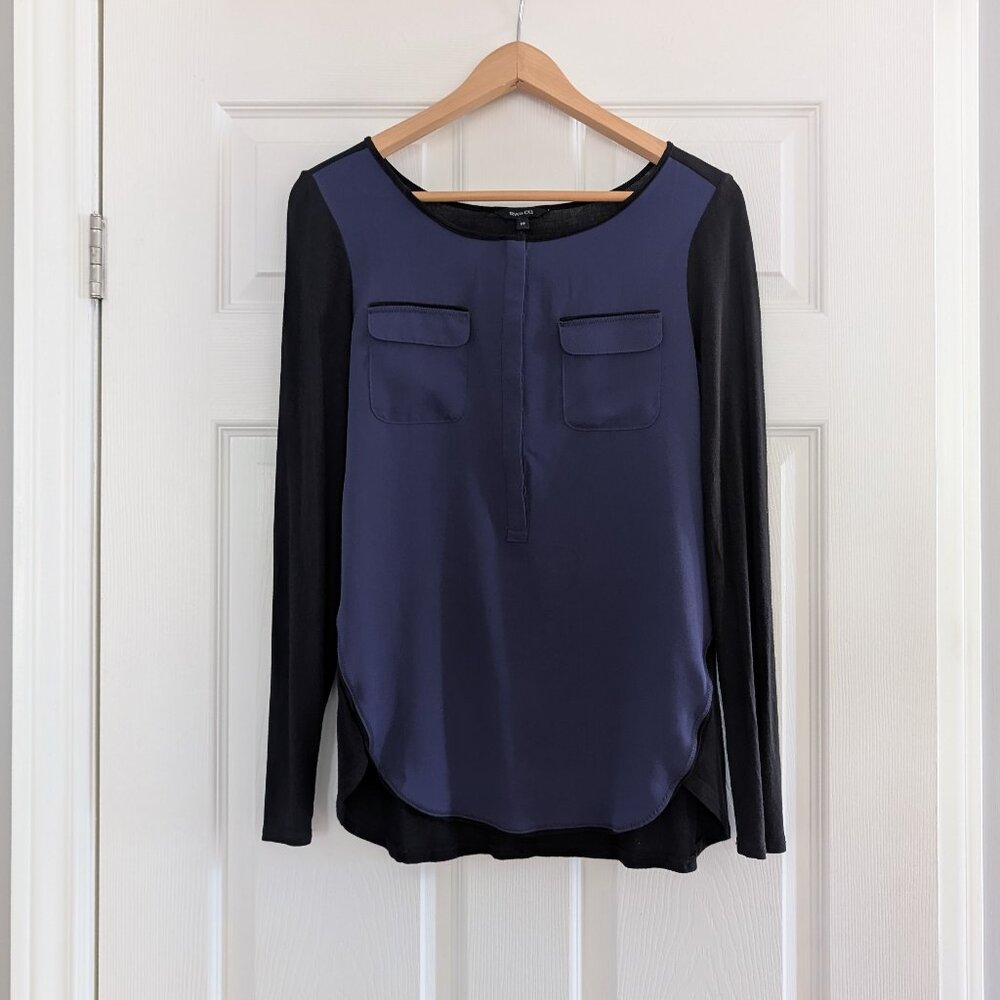 RW&CO scoop neck top blue black size small